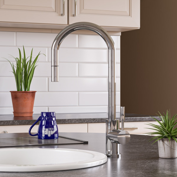 ALFI brand AB2028 Single Hole Pull Down Stainless Steel  Kitchen Faucet