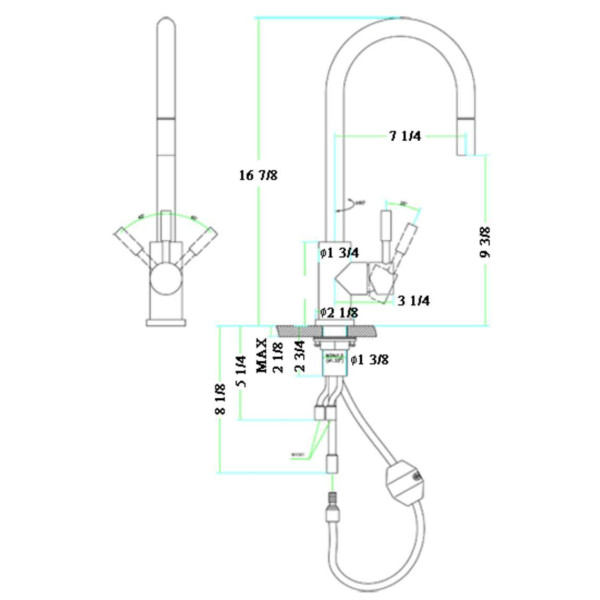 ALFI brand AB2028 Single Hole Pull Down Stainless Steel  Kitchen Faucet