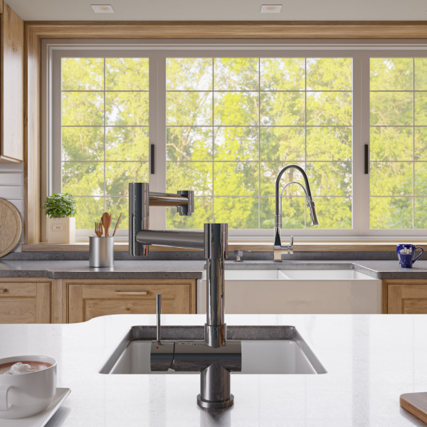 ALFI brand AB2038 Modern Solid Stainless Steel Retractable Kitchen Faucet