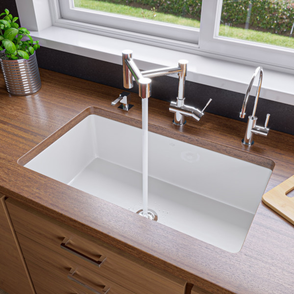 ALFI brand AB2038 Modern Solid Stainless Steel Retractable Kitchen Faucet