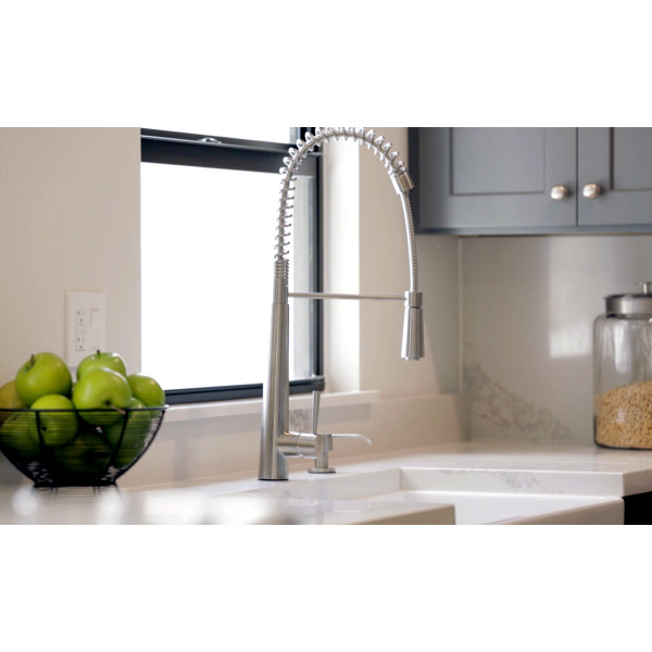 ALFI brand AB2039 Solid Stainless Steel Pull Out Commercial Kitchen Faucet
