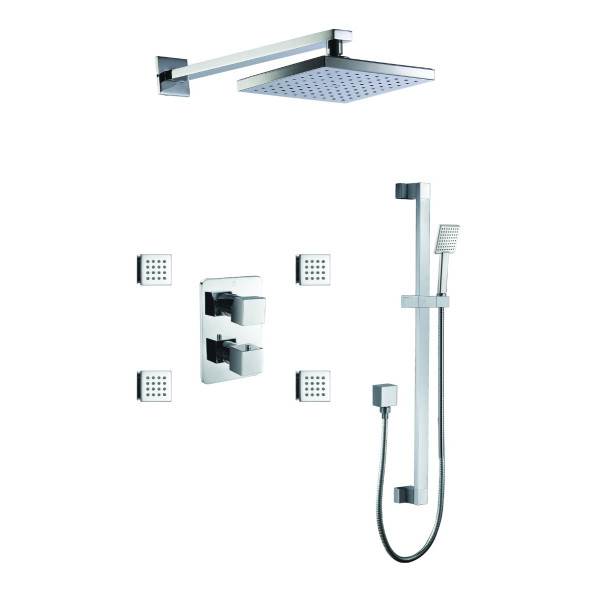 ALFI brand AB2287-PC Polished Chrome 3 Way Thermostatic Shower Set with Body Sprays
