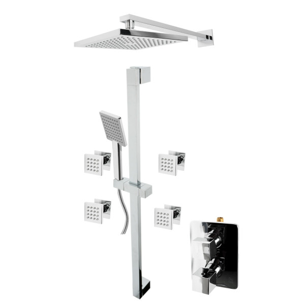 ALFI brand AB2287-PC Polished Chrome 3 Way Thermostatic Shower Set with Body Sprays