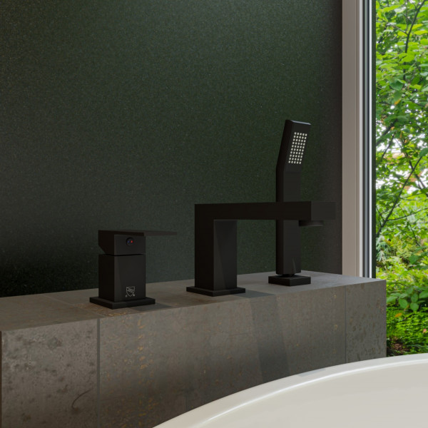 ALFI brand AB2322  Deck Mounted Tub Filler and Square Hand Held Shower Head