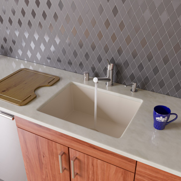 ALFI brand AB2420UM 24" Undermount Single Granite Composite Kitchen Sink