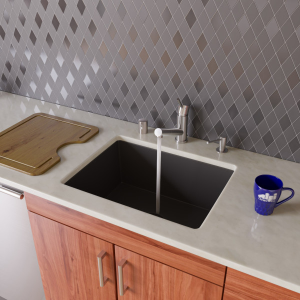 ALFI brand AB2420UM 24" Undermount Single Granite Composite Kitchen Sink