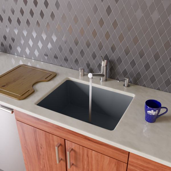 ALFI brand AB2420UM 24" Undermount Single Granite Composite Kitchen Sink