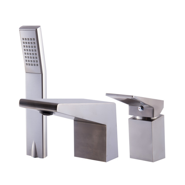 ALFI brand AB2464 Deck Mounted Three Hole Bathroom Tub Filler & Shower Head