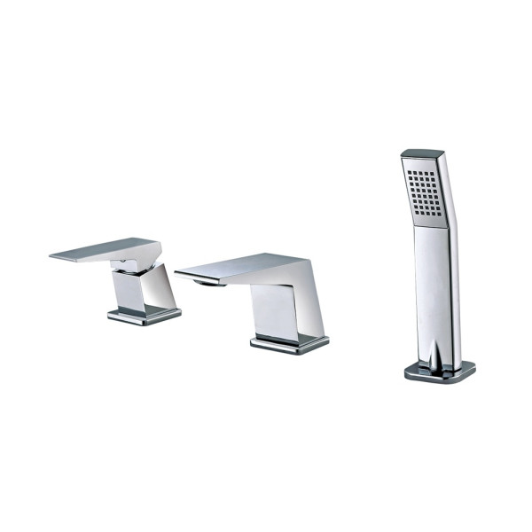 ALFI brand AB2464 Deck Mounted Three Hole Bathroom Tub Filler & Shower Head