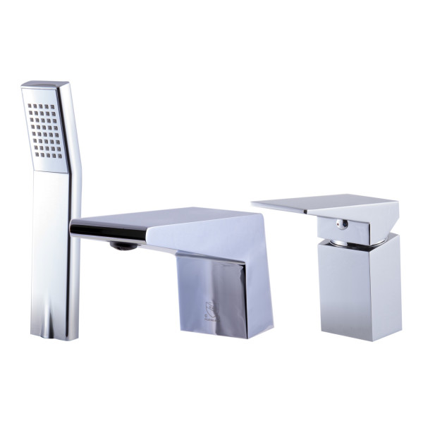 ALFI brand AB2464 Deck Mounted Three Hole Bathroom Tub Filler & Shower Head