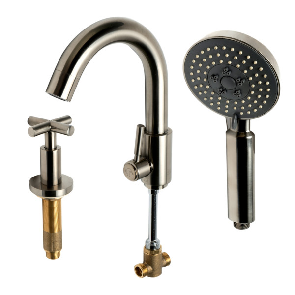 ALFI brand AB2503 Deck Mounted Tub Filler with Hand Held Showerhead