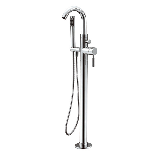 ALFI brand AB2534 Floor Mount Tub Filler with Shower Head Polished/Brushed