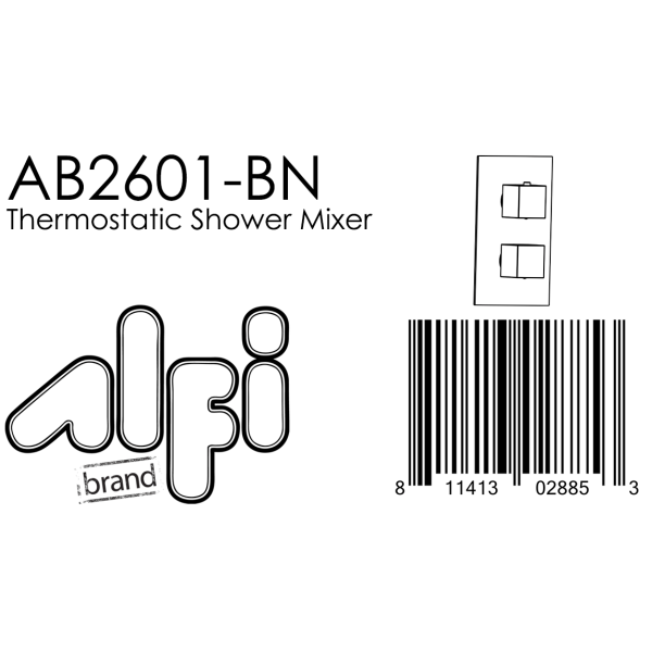 ALFI brand AB2601 Square Knob 1 Way Bathroom Thermostatic Shower Mixer