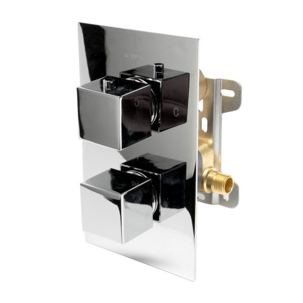 ALFI brand AB2601 Square Knob 1 Way Bathroom Thermostatic Shower Mixer