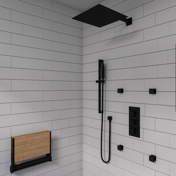 ALFI brand AB2801 3-Way Thermostatic Valve  Shower Mixer Square Knobs