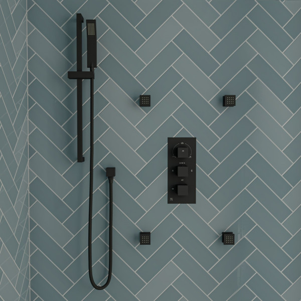ALFI brand AB2801 3-Way Thermostatic Valve  Shower Mixer Square Knobs