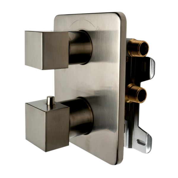 ALFI brand AB2830-BN Brushed Nickel 2 Way Thermostatic Square Shower Set