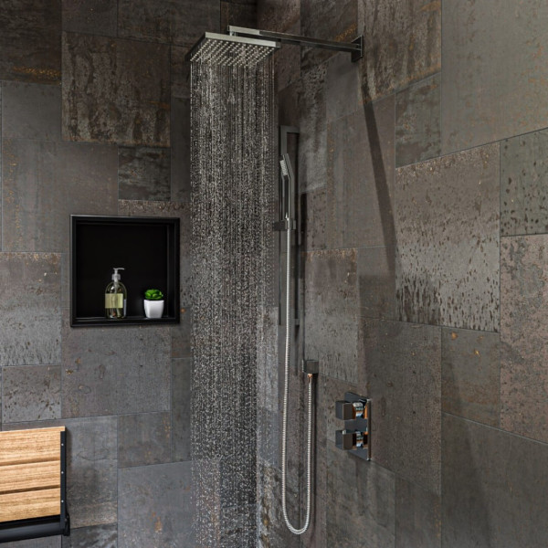 ALFI brand AB2830 Brushed Nickel 2 Way Thermostatic Square Shower Set