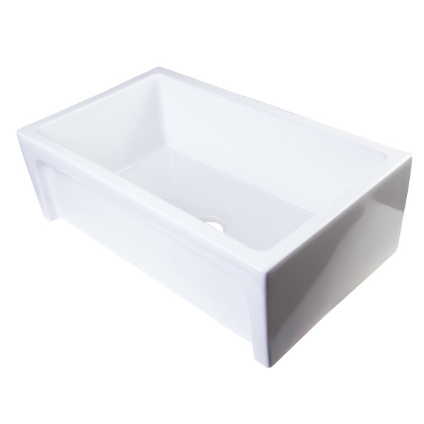 ALFI brand AB3018ARCH-W White Arched Apron Thick Wall Fireclay Farm Sink