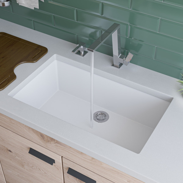 ALFI brand AB3020UM 30" Undermount Single Granite Composite Kitchen Sink
