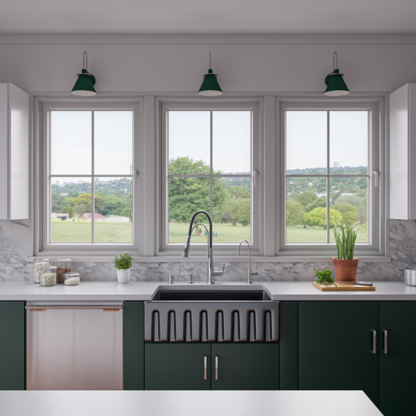 ALFI brand AB3318HS  Reversible Fluted / Smooth Fireclay Farm Sink