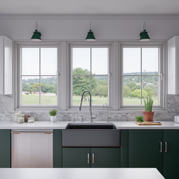 ALFI brand AB3318HS  Reversible Fluted / Smooth Fireclay Farm Sink