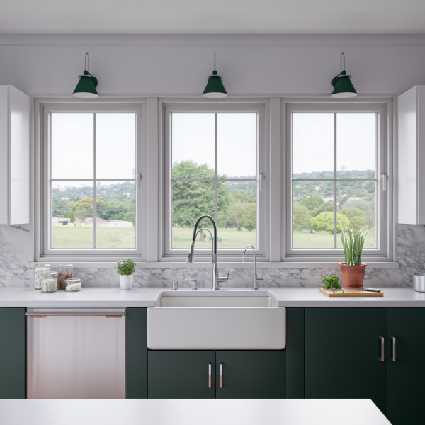 ALFI brand AB3318HS  Reversible Fluted / Smooth Fireclay Farm Sink