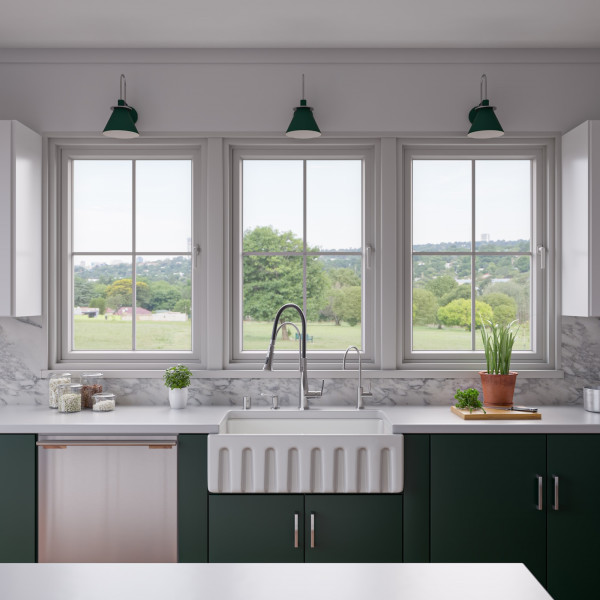 ALFI brand AB3318HS  Reversible Fluted / Smooth Fireclay Farm Sink