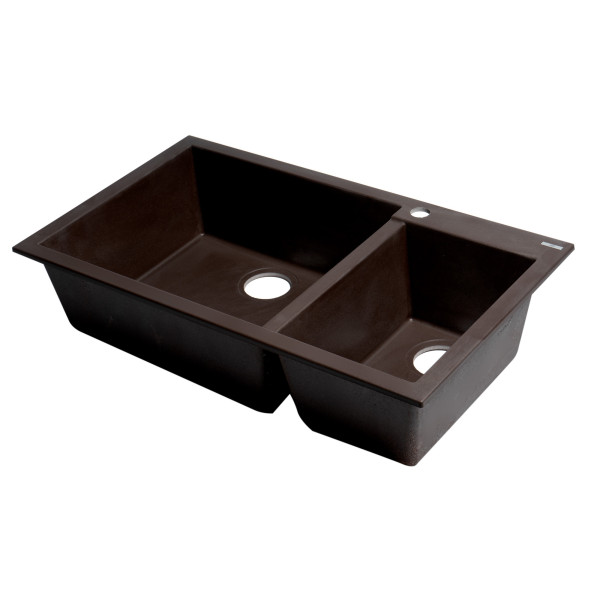 ALFI brand AB3319DI 34" Double Bowl Drop In Granite Composite Kitchen Sink