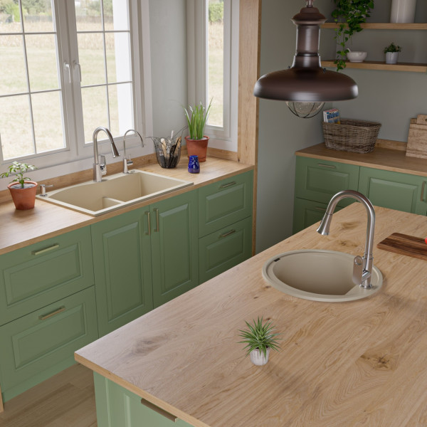 ALFI brand AB3320DI 33" Double Bowl Drop In Granite Composite Kitchen Sink