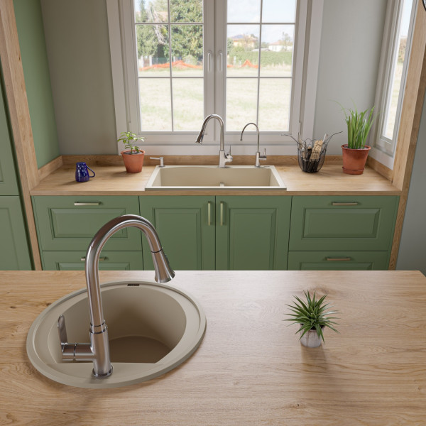 ALFI brand AB3320DI 33" Double Bowl Drop In Granite Composite Kitchen Sink