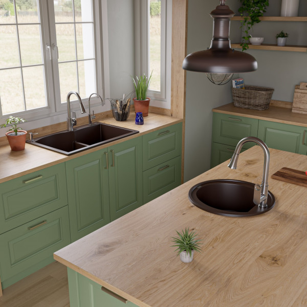 ALFI brand AB3320DI 33" Double Bowl Drop In Granite Composite Kitchen Sink