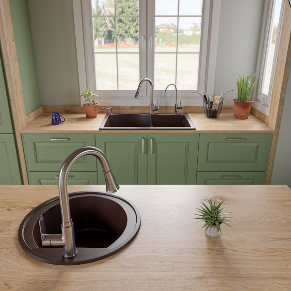 ALFI brand AB3320DI 33" Double Bowl Drop In Granite Composite Kitchen Sink