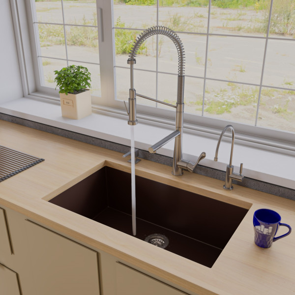 ALFI brand AB3322UM 33" Single Undermount Granite Composite Kitchen Sink