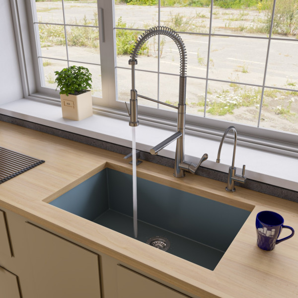 ALFI brand AB3322UM 33" Single Undermount Granite Composite Kitchen Sink