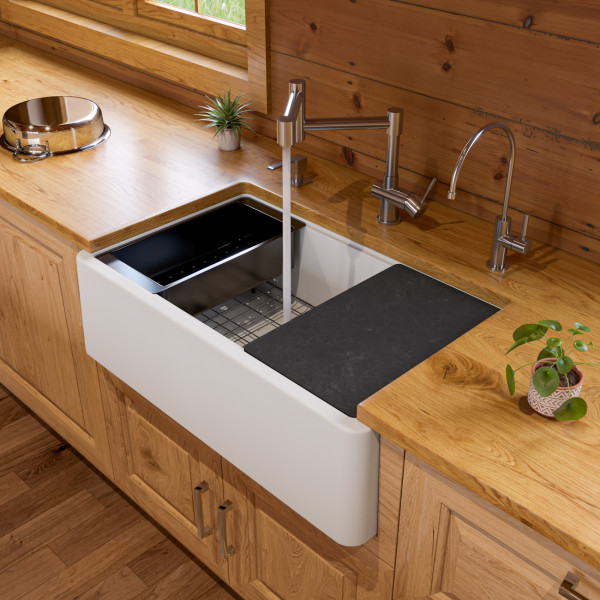 ALFI brand AB33FARM Granite Composite Single Bowl Farm Sink with Accessories
