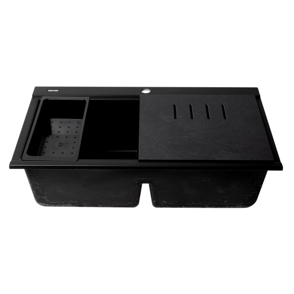 ALFI brand AB3418DBDI Granite Composite Workstation Step Sink with Accessories