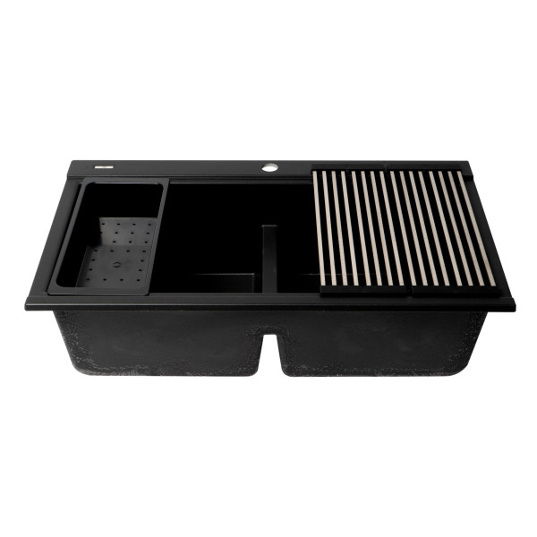 ALFI brand AB3418DBDI Granite Composite Workstation Step Sink with Accessories