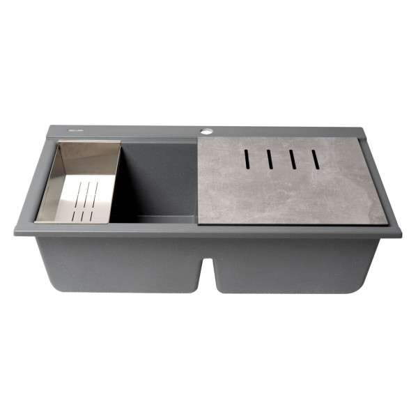 ALFI brand AB3418DBDI Granite Composite Workstation Step Sink with Accessories