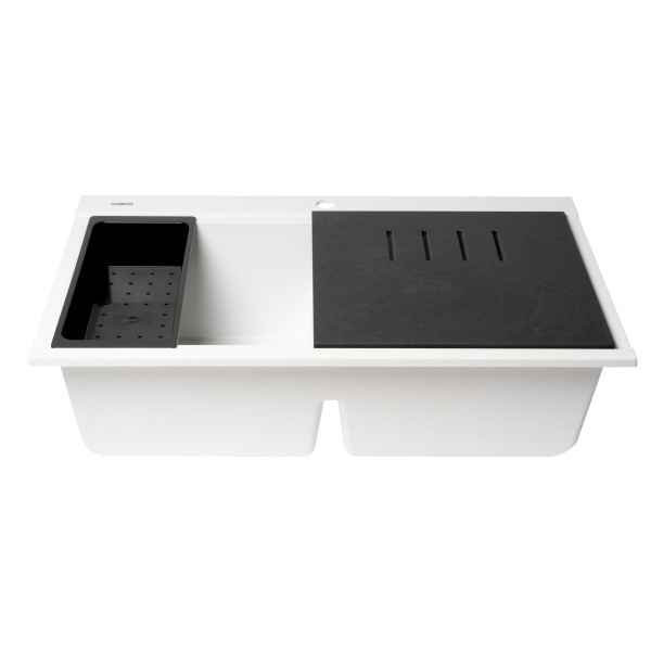 ALFI brand AB3418DBDI Granite Composite Workstation Step Sink with Accessories