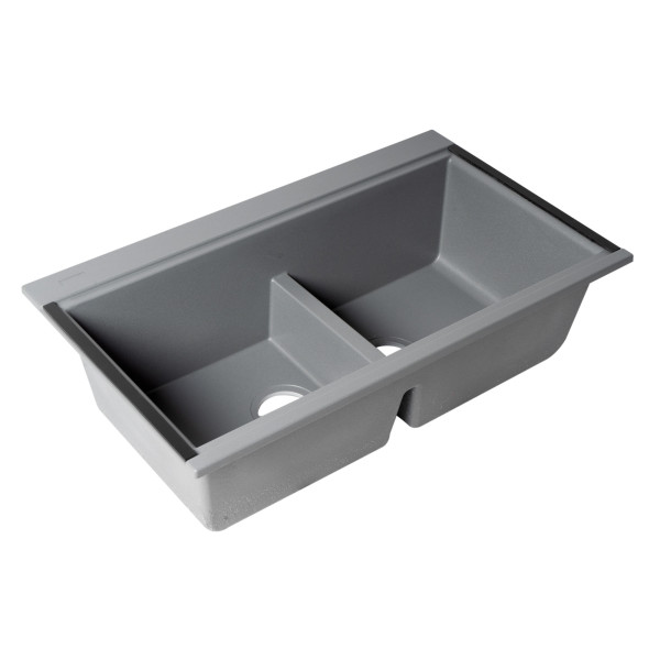 ALFI brand AB3418DBUM 33" Workstation Step Rim Double Bowl Sink with Accessories