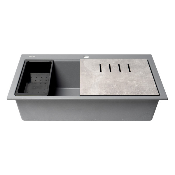 ALFI brand AB3418SBDI Granite Composite Workstation Step Rim Sink w/ Accessories