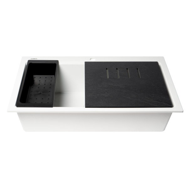 ALFI brand AB3418SBDI Granite Composite Workstation Step Rim Sink w/ Accessories