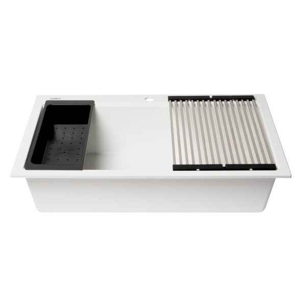 ALFI brand AB3418SBDI Granite Composite Workstation Step Rim Sink w/ Accessories