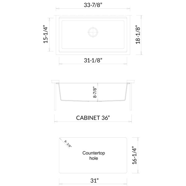 ALFI brand AB3418SBUM Granite Composite Workstation Step Rim Sink w/ Accessories