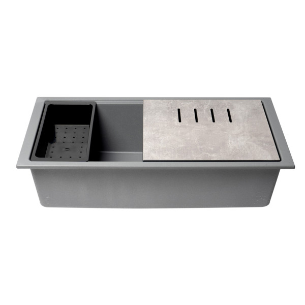 ALFI brand AB3418SBUM Granite Composite Workstation Step Rim Sink w/ Accessories