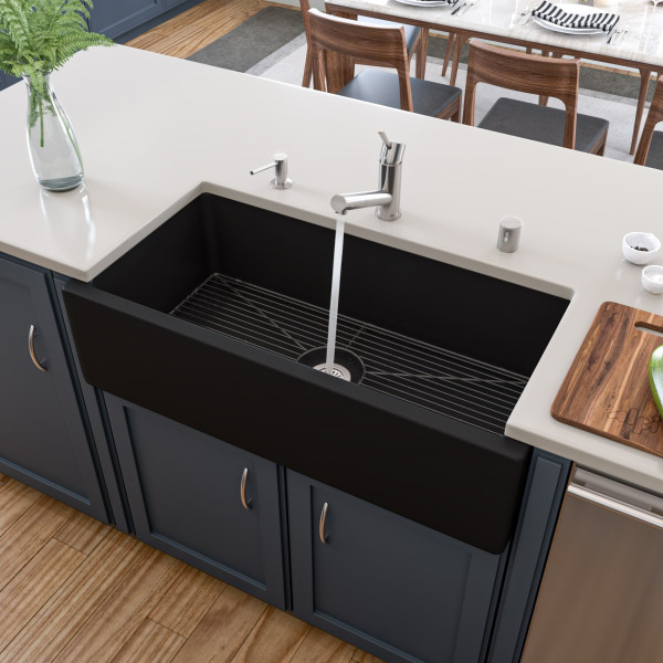 ALFI brand AB3618HS 36" Reversible Fluted/Smooth Single Bowl Fireclay Farm Sink