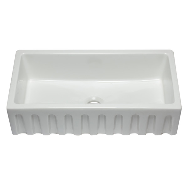 ALFI brand AB3618HS 36" Reversible Fluted/Smooth Single Bowl Fireclay Farm Sink