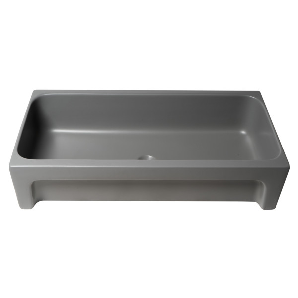 ALFI brand AB36TRGM 36" Grey Matte Above Mount Fireclay Bathroom Trough Sink