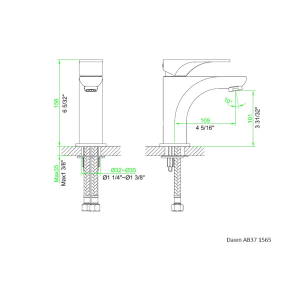Dawn AB37-1565 Single-Lever Handle Solid Brass Lavatory Faucet
